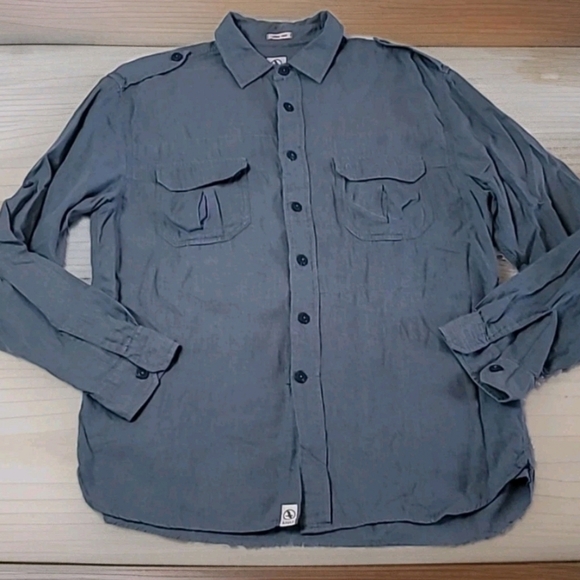 Aigle Other - Aigle Blue Button Down Shirt Long Sleeve Utility Workwear 100% Cotton Large